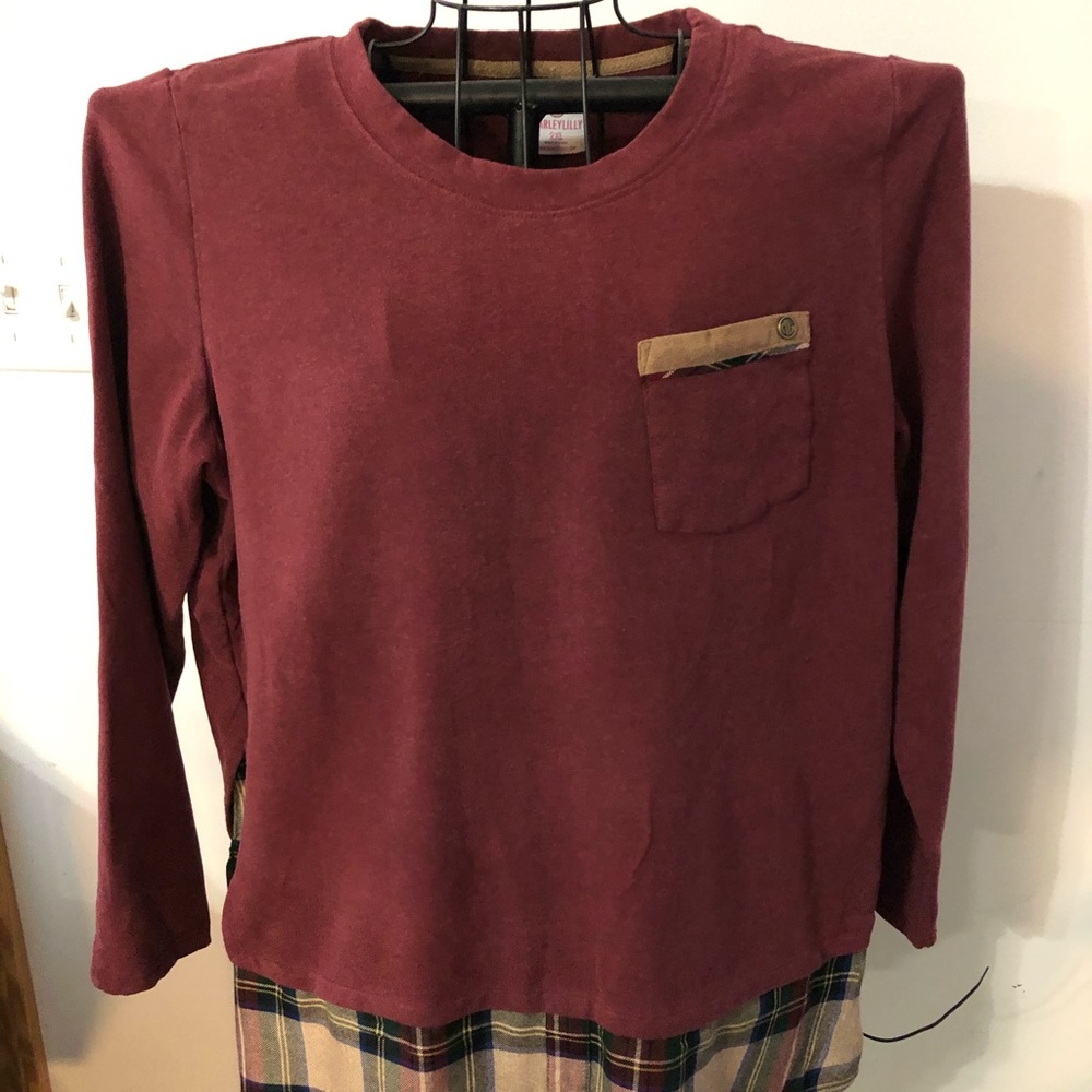 Plaid hem sweatshirt